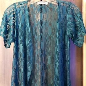 NWOT Caboosekids by Crazy Train Aqua Lace Cardigan Sz 10